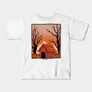The Red Dog House in Autumn Kids T-Shirt